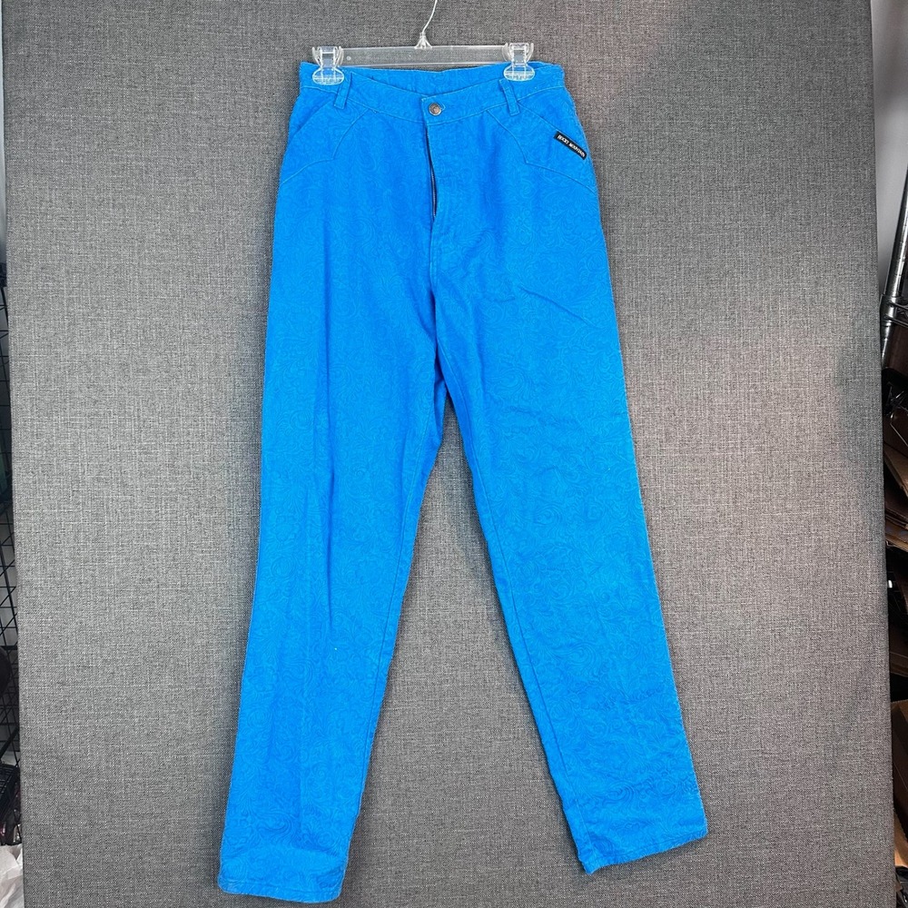 Vintage Blue Paisley Paxtterned Cotton Jeans Size 32/13 Made in USA
